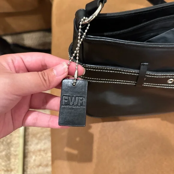 Y2K Fairweather Black Shoulder Bag Silver Buckle Belt Detail - Picture 8 of 8